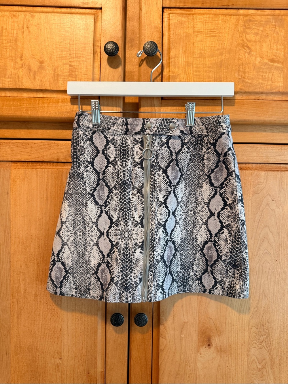 Altar'd State Black & White Snake-Print Mini Skirt